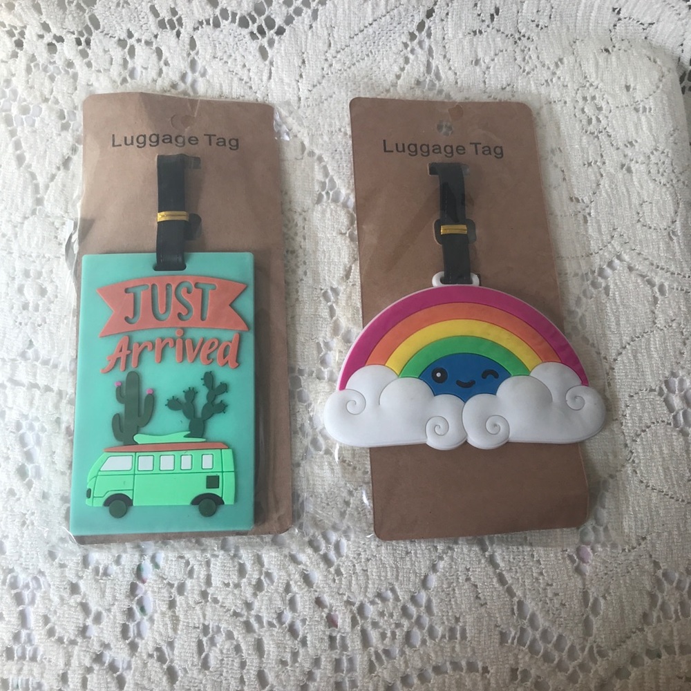 CACTUS AND CLOUDS SET OF 2 WHIMSICAL LUGGAGE TAGS